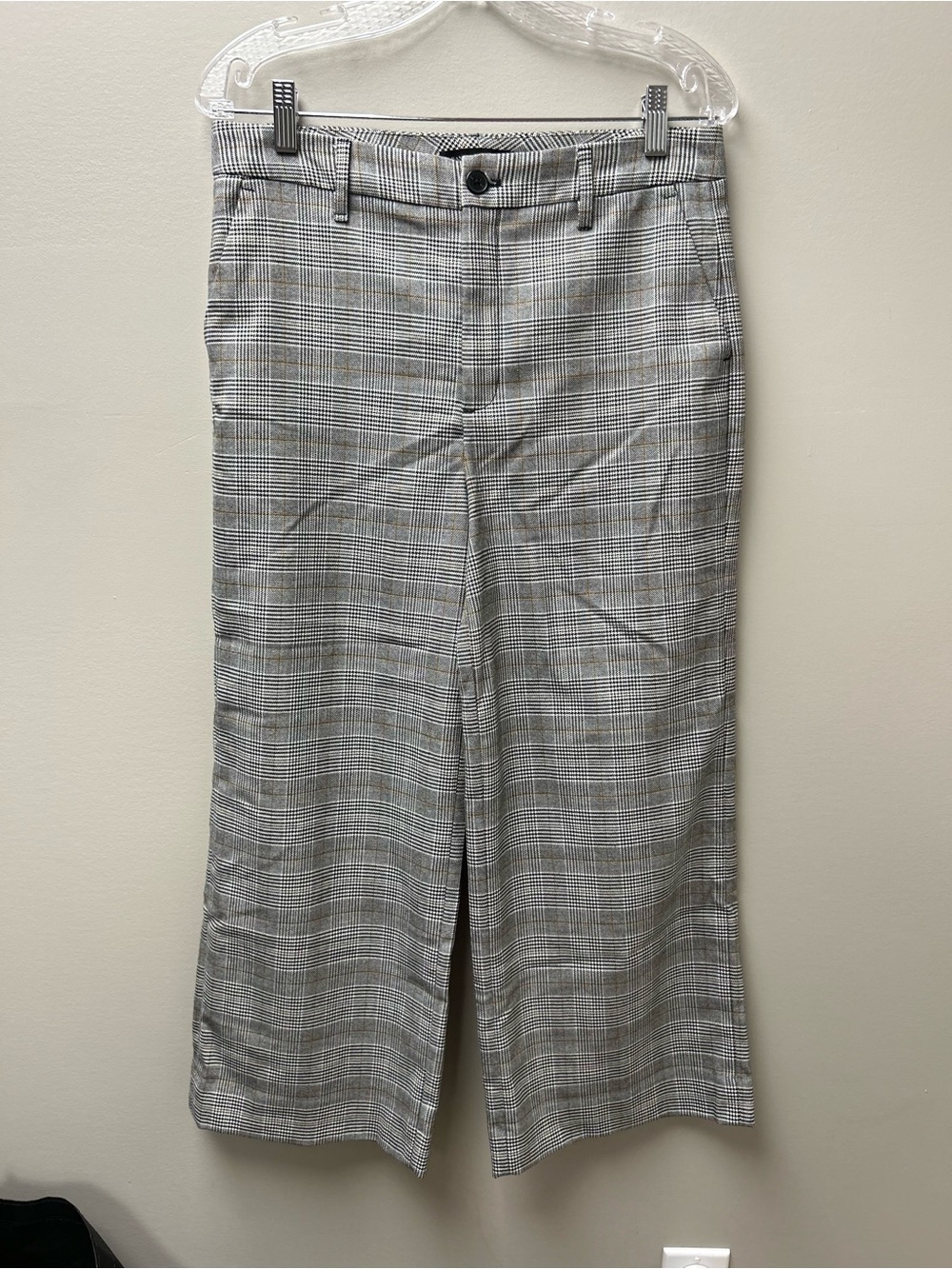 Banana Republic Women’s Wide Leg Black & White Glen Plaid Pattern Dress Pants